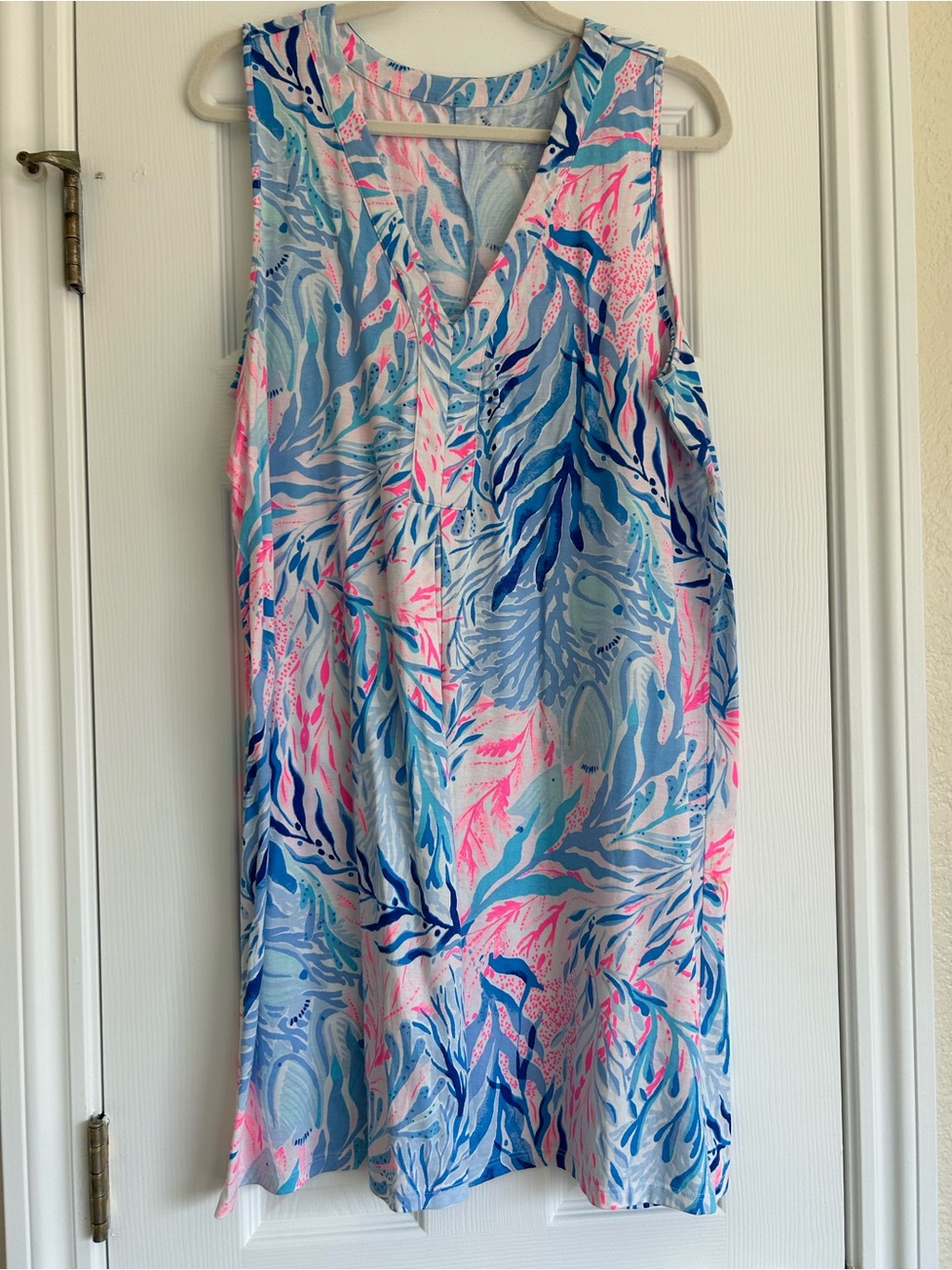 Lilly Pulitzer Amina Swing Dress in Kaleidoscope Coral, size XL, EUC